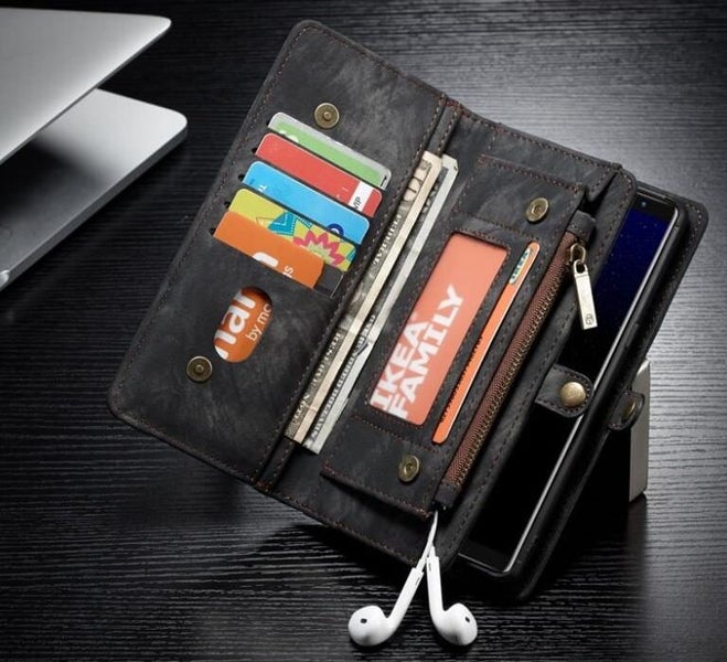 Moto M case Retro leather multi cards cash pocket & zip Carousel 6