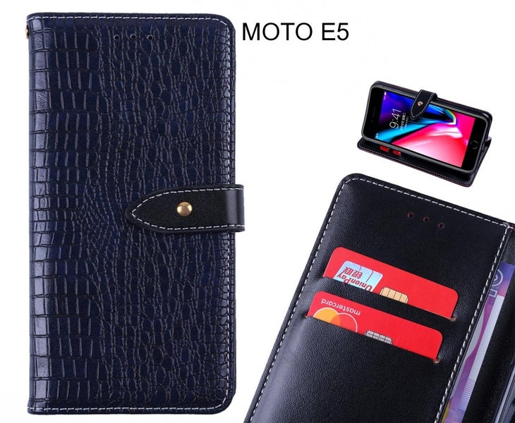 MOTO E5 case croco pattern leather wallet case Carousel 1