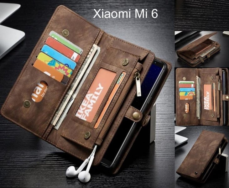 Xiaomi Mi 6 case Retro leather multi cards cash pocket & zip Carousel 1