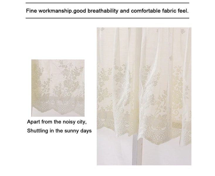 Floral Lace Valance Curtain Embroidery Semi Sheer Short Window Curtain Carousel 2