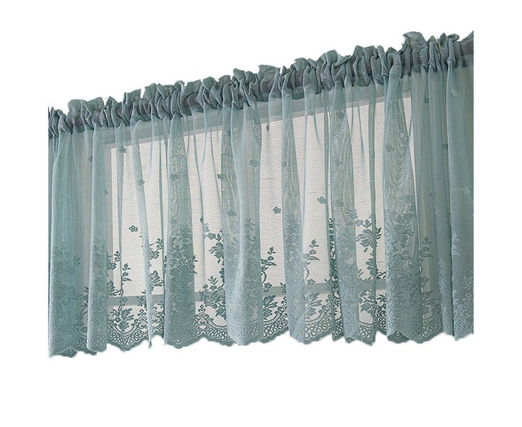 Floral Lace Valance Curtain Embroidery Semi Sheer Short Window Curtain Carousel 1