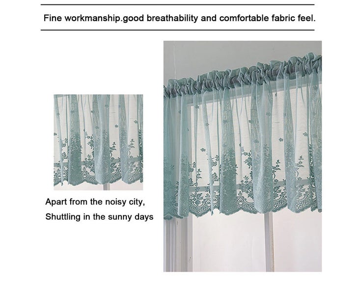 Floral Lace Valance Curtain Embroidery Semi Sheer Short Window Curtain Carousel 2