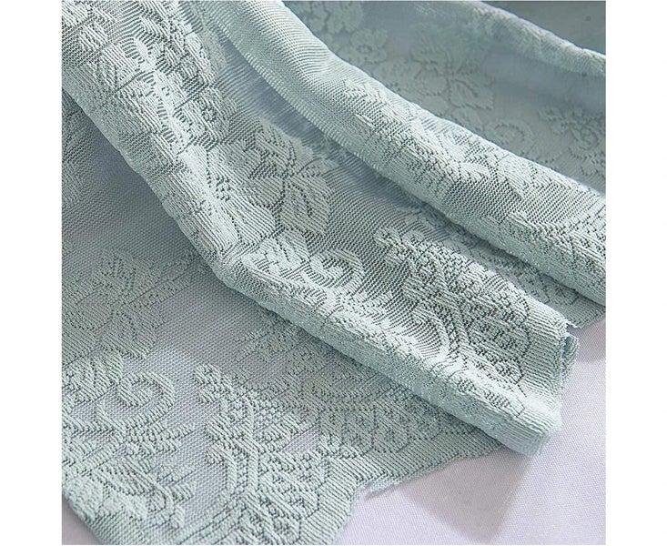 Floral Lace Valance Curtain Embroidery Semi Sheer Short Window Curtain Carousel 5