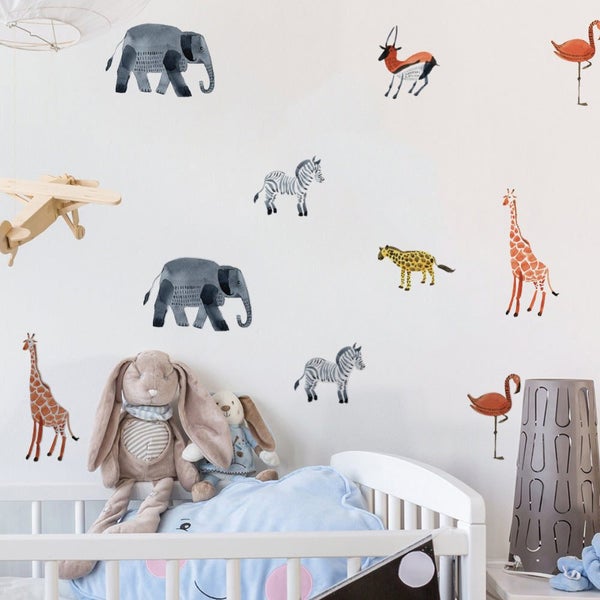 Nordic Animal Forest Wall Stickers with Cartoon Illustrations for Bedroom and... Carousel 1