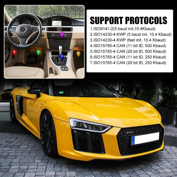 ELM 327 V2.1 Code Reader Bluetooth ELM327 OBDII Auto Accessories OBD2 Car Dia... Carousel 7