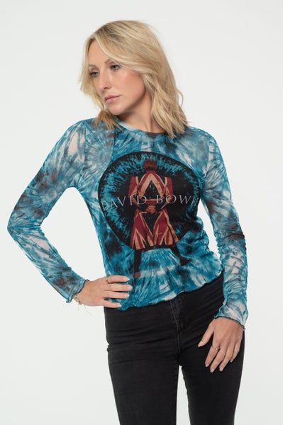 David Bowie Live And Well Long Sleeve Mesh Crop Top Carousel 4