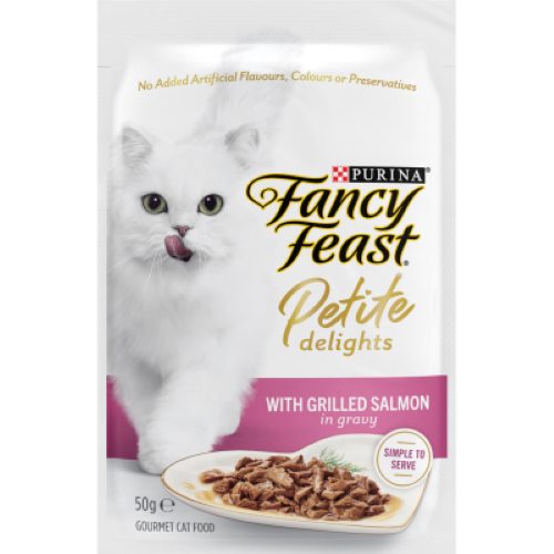Purina Fancy Feast Petite Delights Salmon Turkey in Gravy Pouch Wet Cat Food 50g Carousel 1