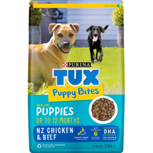 Purina TUX Tasty Bites Puppy NZ Chicken & Beef Kibble Dry Dog Food 2.5kg Carousel 1