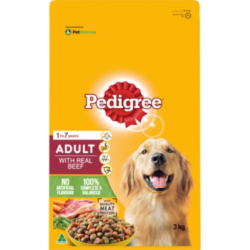 Pedigree Adult With Real Beef Dry Dog Food 3kg Carousel 1
