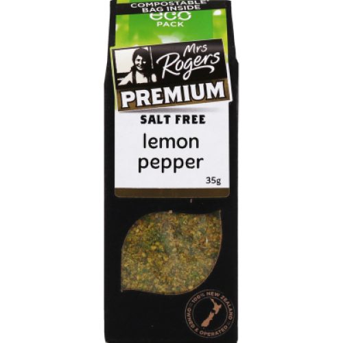 Mrs Rogers Premium Eco Lemon Pepper Salt Free 35g Carousel 1