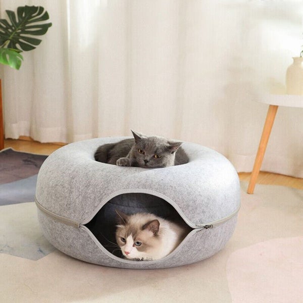 Cat Tunnel Bed - M Grey Carousel 1