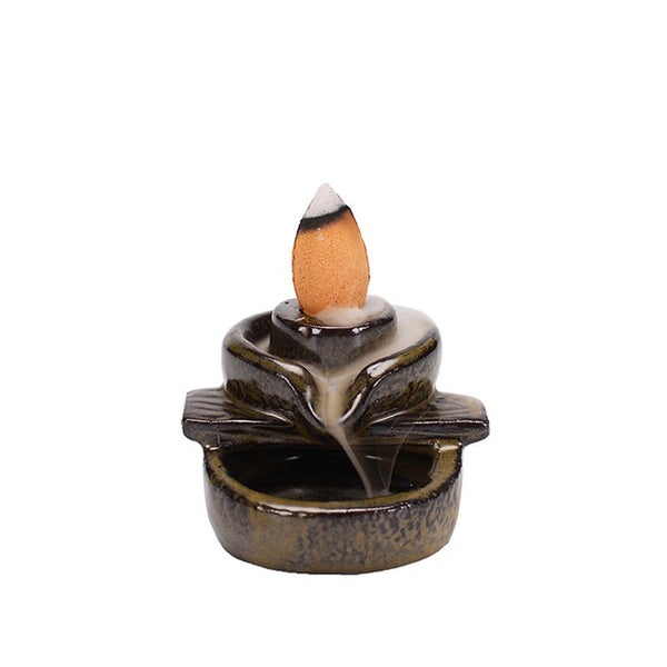 Retro Waterfall Incense Burner Backflow Mini Buddha Censer Holder Carousel 6