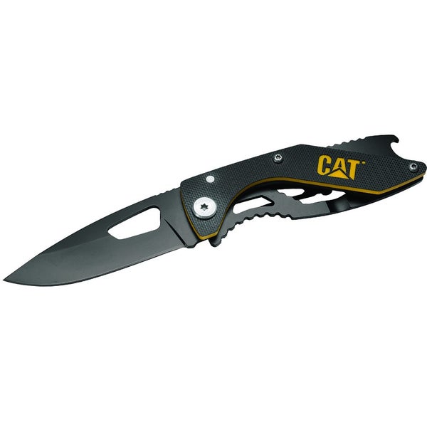 Cat 155mm Folding Skeleton Knife with Black Blade and Bottle Opener Carousel 1