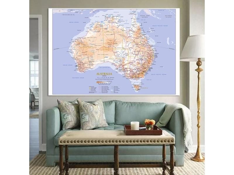 225 150cm Australia Geography Traffic Route Map Poster Non Woven Canvas Carousel 2