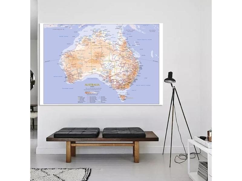 225 150cm Australia Geography Traffic Route Map Poster Non Woven Canvas Carousel 1