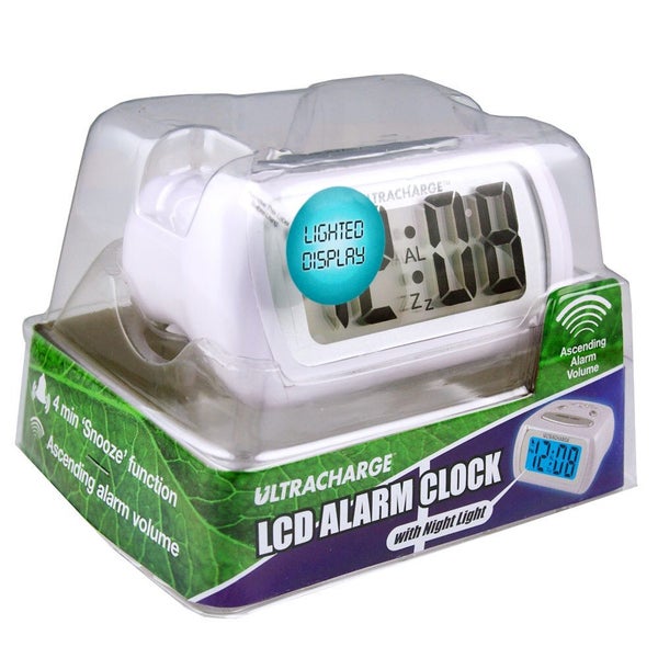 Ultracharge Digital LCD Display Alarm Clock Home Room Time w Night Light Assort Carousel 2