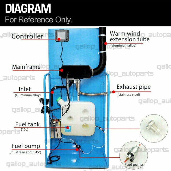 Diesel Air Heater Tank Remote Control Thermostat Caravan Boat SUV 12V 5KW Carousel 20