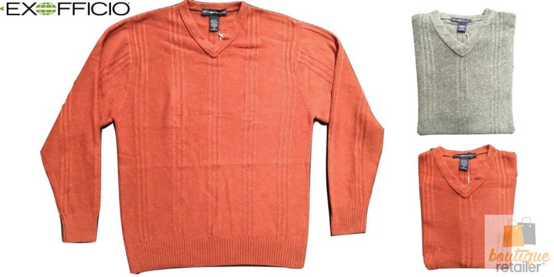 ExOfficio Mens Soy'r V-Neck Knit Sweater Jumper Pullover Eco Wool Warm Quick Dry Carousel 4