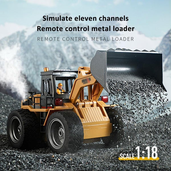1:18 Scale RC Engineering Truck, 11 Channel RC Bulldozer with Alloy Shovel Carousel 2