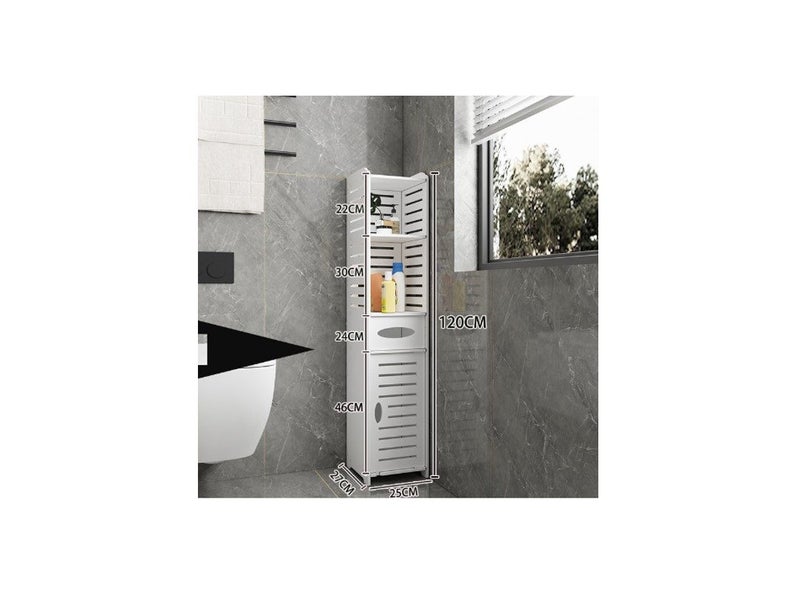PTN 120cm Corner Storage Shelf Bathroom Cabinet Toilet Vanity Organizer Holder Carousel 2