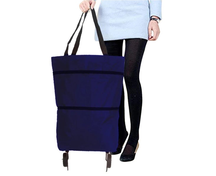 Foldable Two Stage Shopping Cart Shopping Trolley with Wheels - Blue Carousel 2