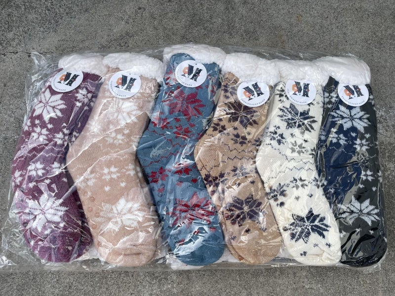 6 Pairs Womens Slipper Fuzzy Socks Winter Super Warm Soft Socks with Grippers Carousel 1