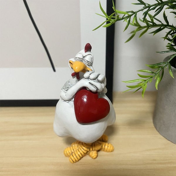 Funny Rooster Figurine Creative Resin Animal Sculpture For Yard Lawn Carousel 1