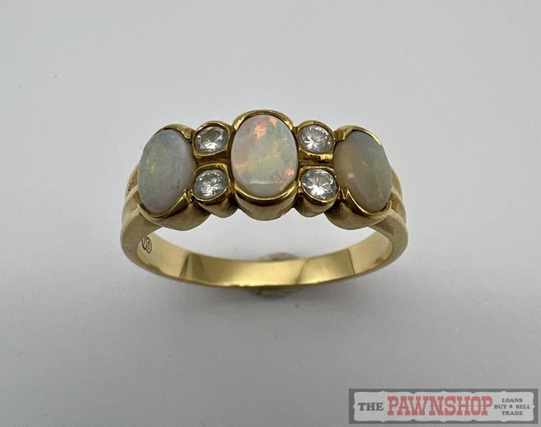 18ct Yellow Gold Opal and Diamond Dress Ring ~ $4,800 Carousel 1