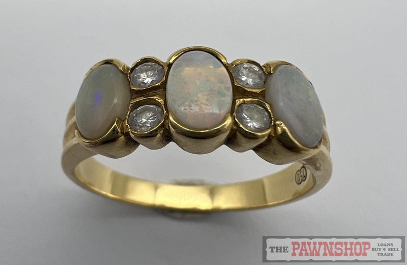 18ct Yellow Gold Opal and Diamond Dress Ring ~ $4,800 Carousel 2