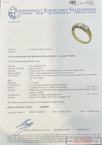 18ct Yellow Gold Opal and Diamond Dress Ring ~ $4,800 Carousel 10