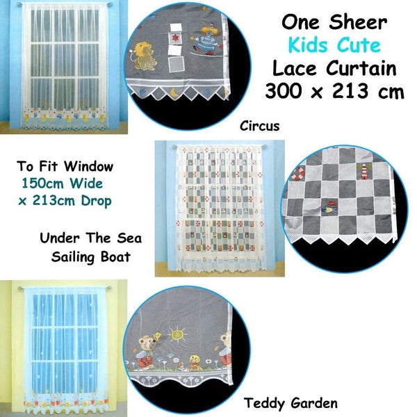 One Piece Kids Cutesheer Lace Curtain Under The Sea Sailing Boat Curtains & Drap Carousel 2