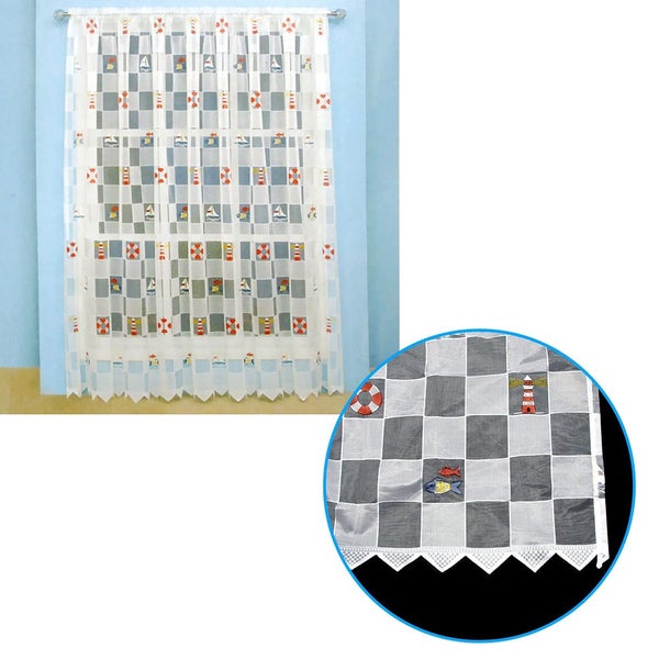 One Piece Kids Cutesheer Lace Curtain Under The Sea Sailing Boat Curtains & Drap Carousel 1