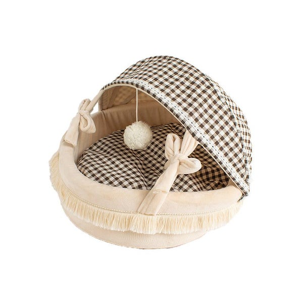 Ehc Pet Cat Calming Bed Cuddle Soft Warm Plush Cave Sleeping Nest Tent House Pet Carousel 1