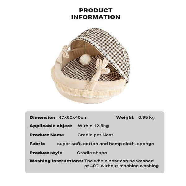 Ehc Pet Cat Calming Bed Cuddle Soft Warm Plush Cave Sleeping Nest Tent House Pet Carousel 2