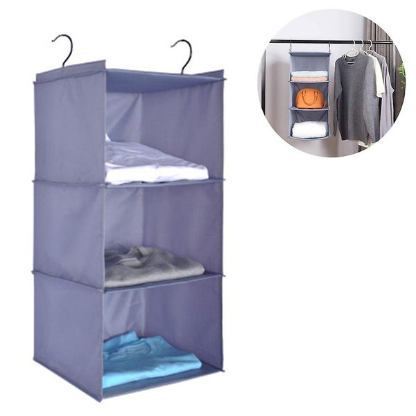 Wardrobe Organizer With 3 Compartments Fabric Hanging Wardrobe With Iron Frame Carousel 1