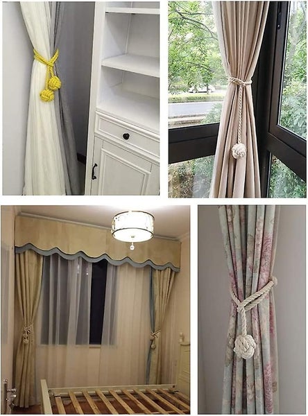 2pcs Curtain Holdbacks Hand Knitting Braided Drapery Tiebacks With Single Ball Carousel 4