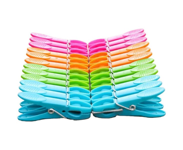 (24 Pack)Colorful Plastic Clothespins, Heavy Duty Laundry Clothes Pins Clips ... Carousel 1