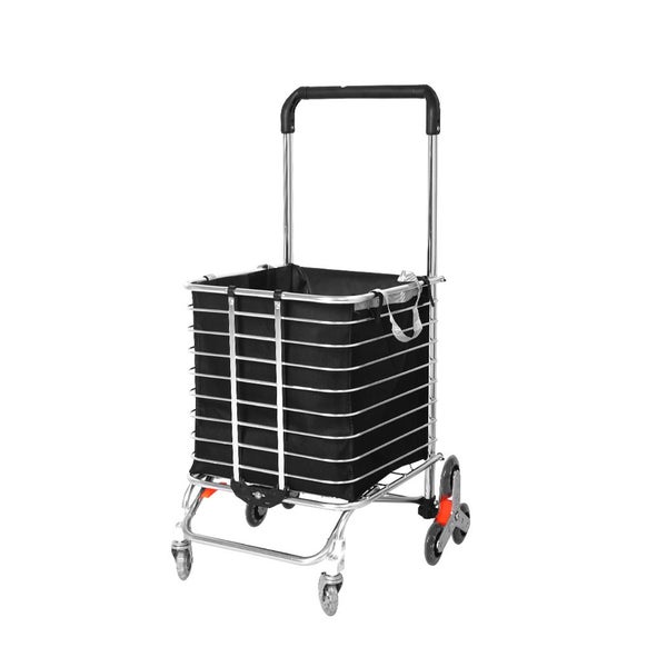 Mountview Foldable Shopping Cart Trolley Basket Grocery Portable Black 40L Wheel Carousel 1