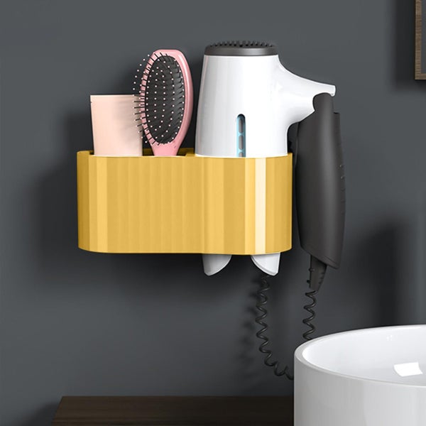 Bathroom Storage Rack Hair Dryer Holder Rack Adhesive Styling Tool Organizer St Carousel 5