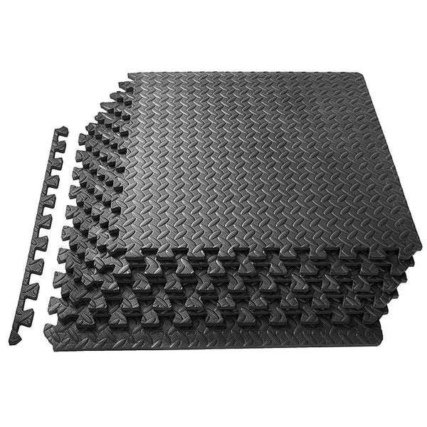 6 Pack EVA Foam Gym Interlocking Floor Puzzle Mats - Black Carousel 1