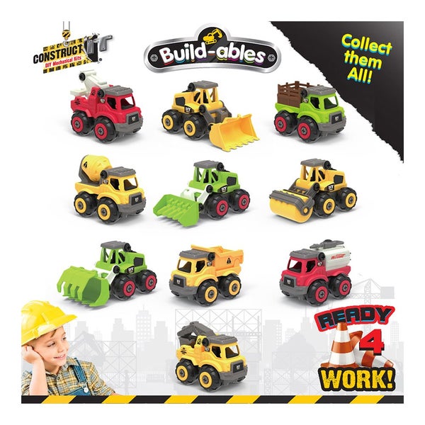 38pc Construct IT Buildables 2-in-1 Fire Rescue Truck Set w Case Kids 3+ Red Carousel 2