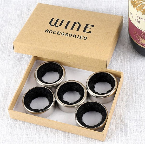 Stainless Steel Red Wine Bottle Collar Alcohol Drip Round Ring Plated 5pcs Carousel 2