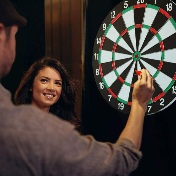 Dartboard Dart Board Double-Sided Board with 6 Darts 18" Carousel 1