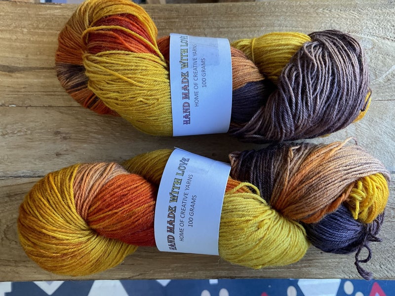 *Merino /Nylon sock yarn hand dyed 100 grams 4 ply Autumn leaves Carousel 1