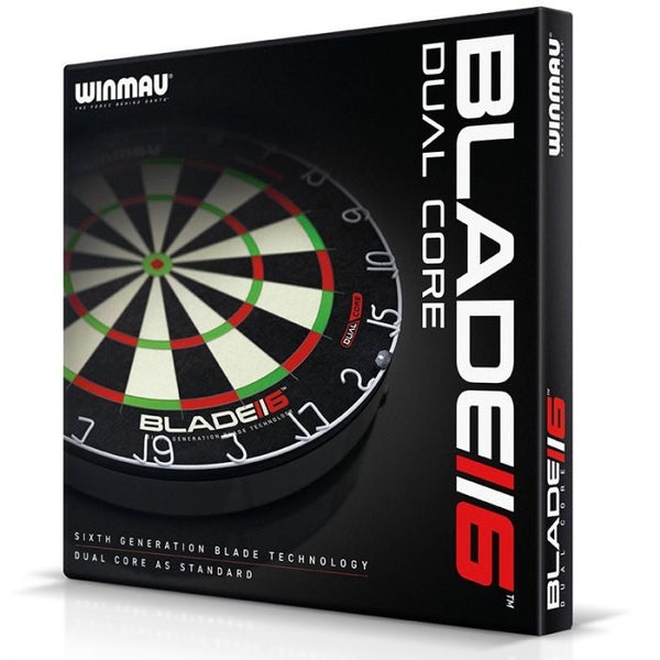 Winmau Blade 6 DUAL CORE Dart Board + BLADE 6 Grey Dartboard Surround + Darts Carousel 8