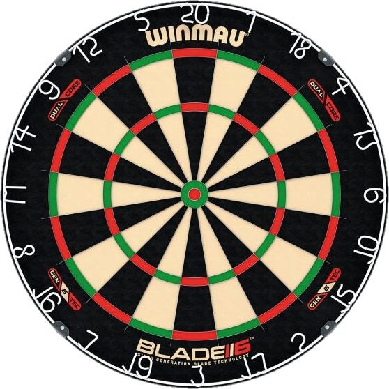 Winmau Blade 6 TRIPLE CORE Dart Board + Rosewood Cabinet + Darts Set Carousel 2
