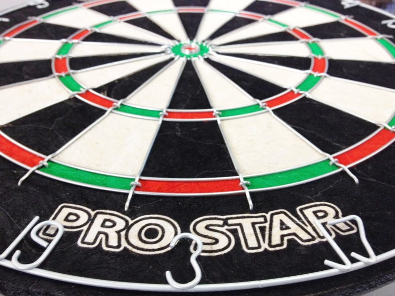 PRO STAR Dart Board Set SOLID WOOD Black Ash Cabinet Carousel 4