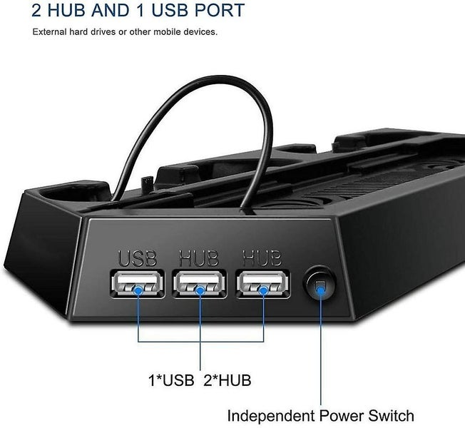 Ps4 Fan Cooler Vertical Stand 3 Usb Hub Chargers Cooling Stand For Playstation Carousel 5