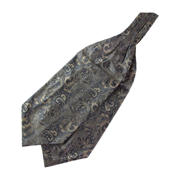 Mens Grey & Champagne Paisley Cravat Carousel 2