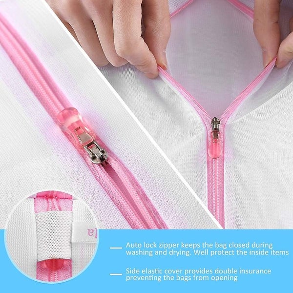 7pcs Mesh Laundry Bag Zipper Travel Storage Bag Laundry Bag not Including Cloth Carousel 2